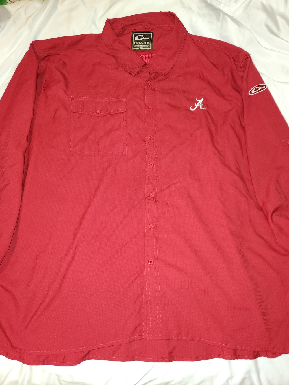 Drake Crimson Long-Sleeve Button-Down Shirt Alabama Crimson Tide